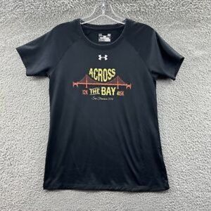 Under Armour Shirt Women's Small Black "Across The Bay 12K" HeatGear Shirt